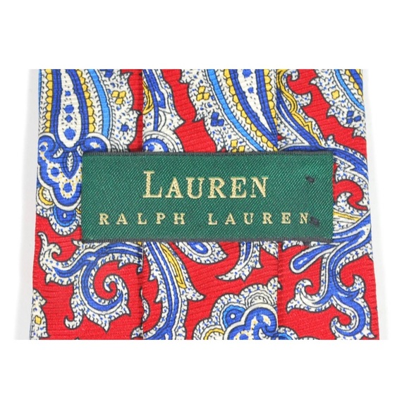 Lauren Ralph Lauren LRL Red Blue Paisley Silk Tie - Picture 5 of 5